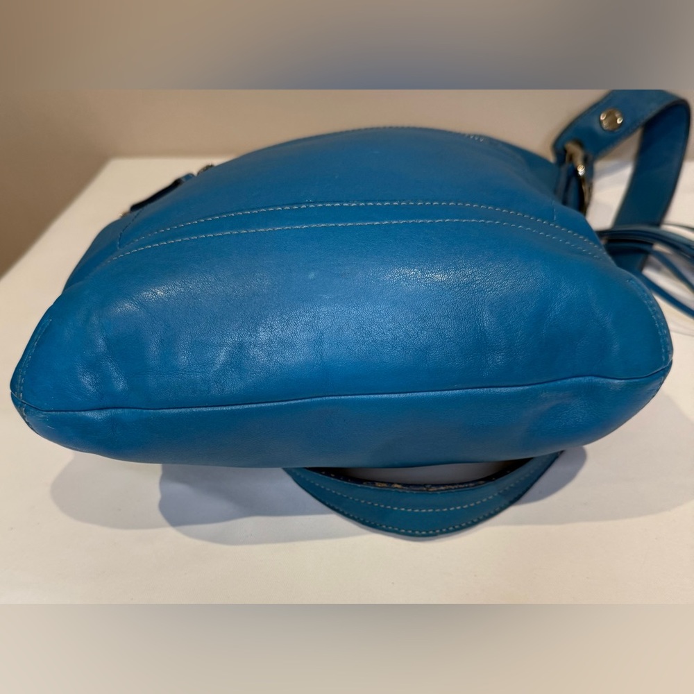 Coach Bleeker Slim Duffle Bag Blue Leather Tassel 2005 1415 Y2K - Picture 6 of 10